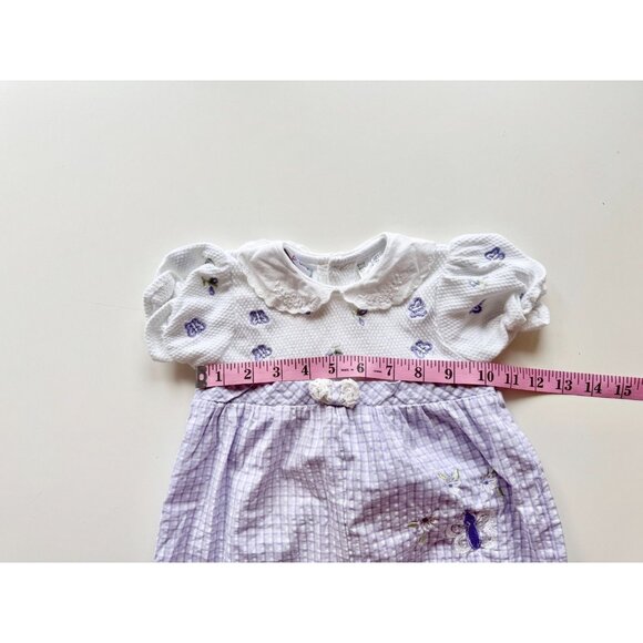 Vintage Girl's JUST CHUCKLES Purple Embroidered Butterfly One Piece, Size 24M - Picture 12 of 14